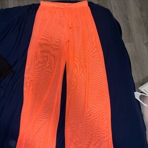 Women's Awesome  Orange So Soft Sheer Pants. Beach And Pool Fun